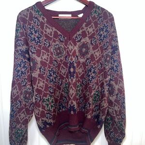 Brookstone Burgundy and Gray Knit Sweater